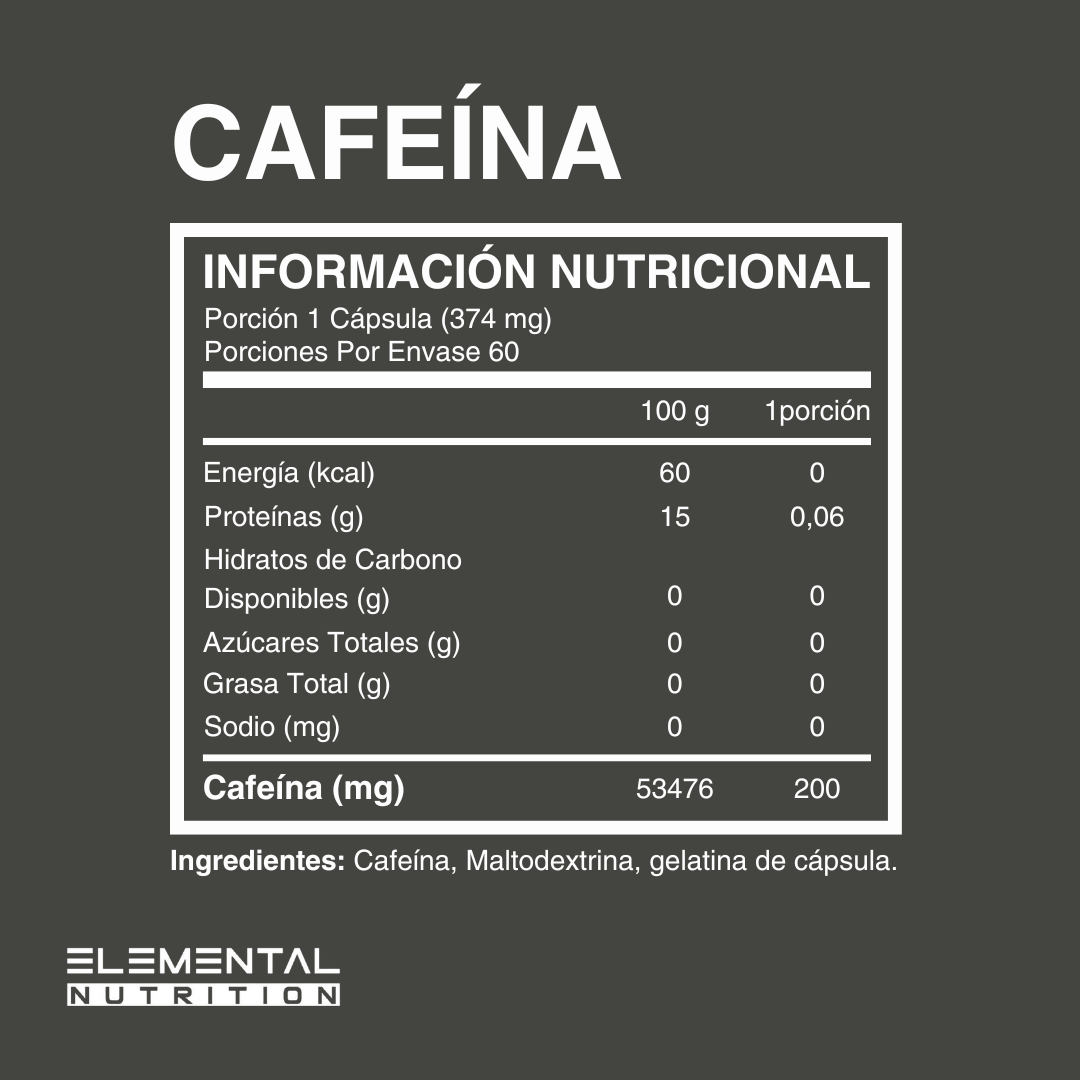 Cafeína 200 mg | Elemental Nutrition